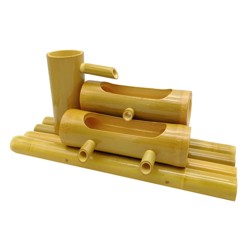 Picture of a Handcrafted Bamboo Water Spout on a white background.