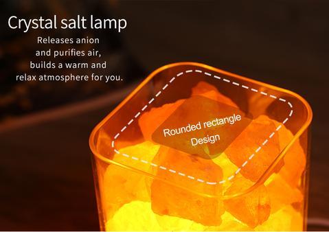 Top of a crystal salt lamp showing round rectangle design.