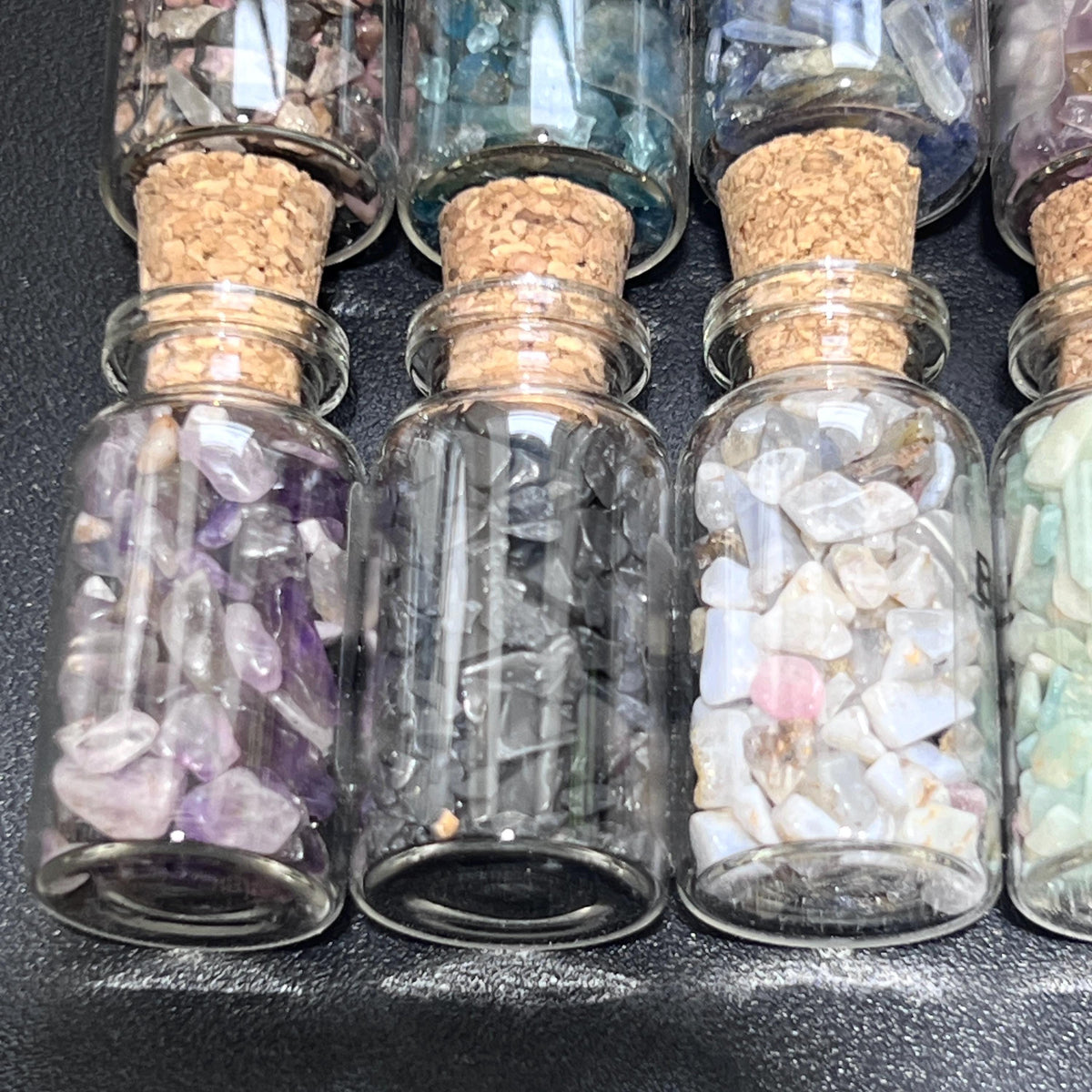 Gemstone Bottle Collection - 15-Piece Natural Rough Crystal Chips Gift Set