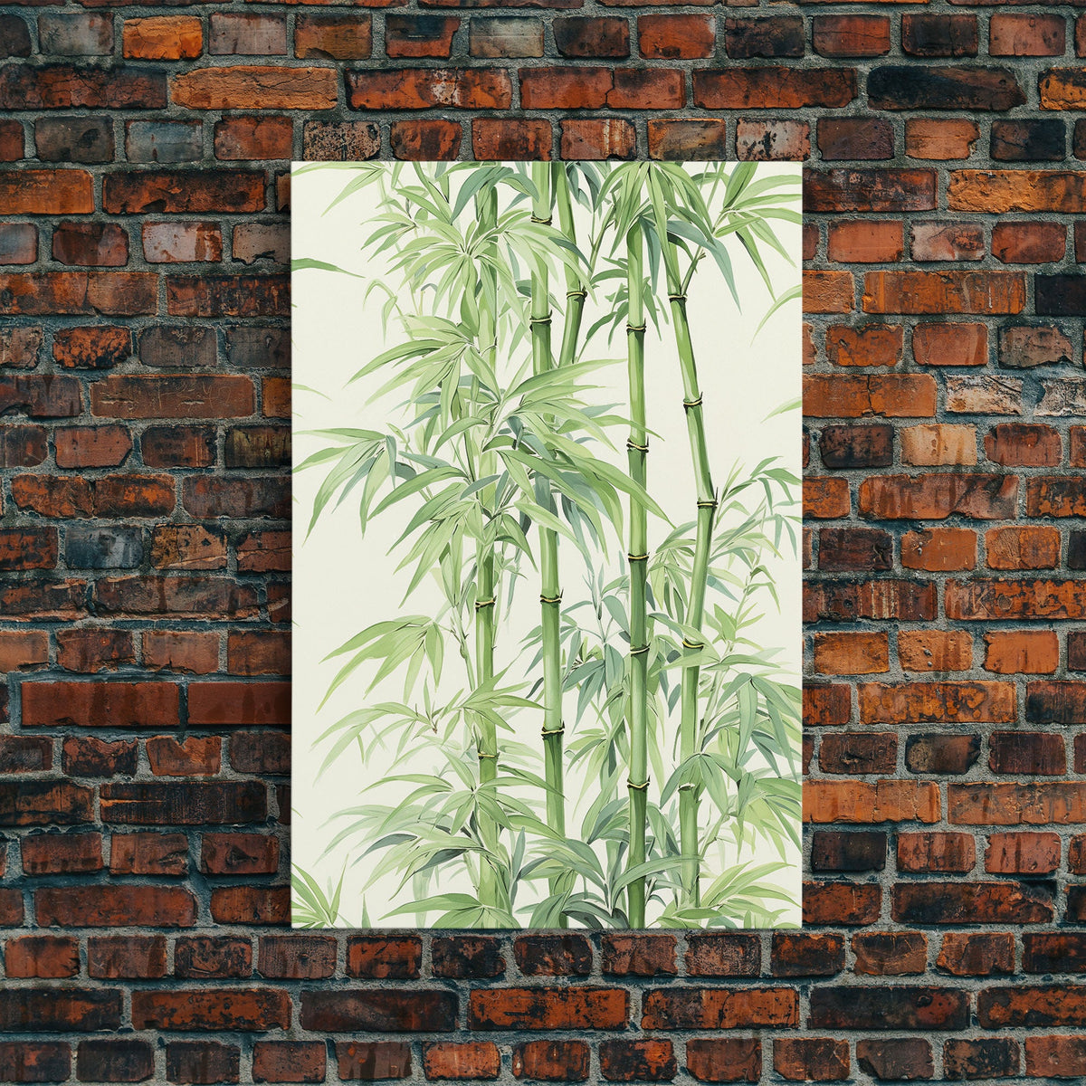 Bamboo painting on a brick wall