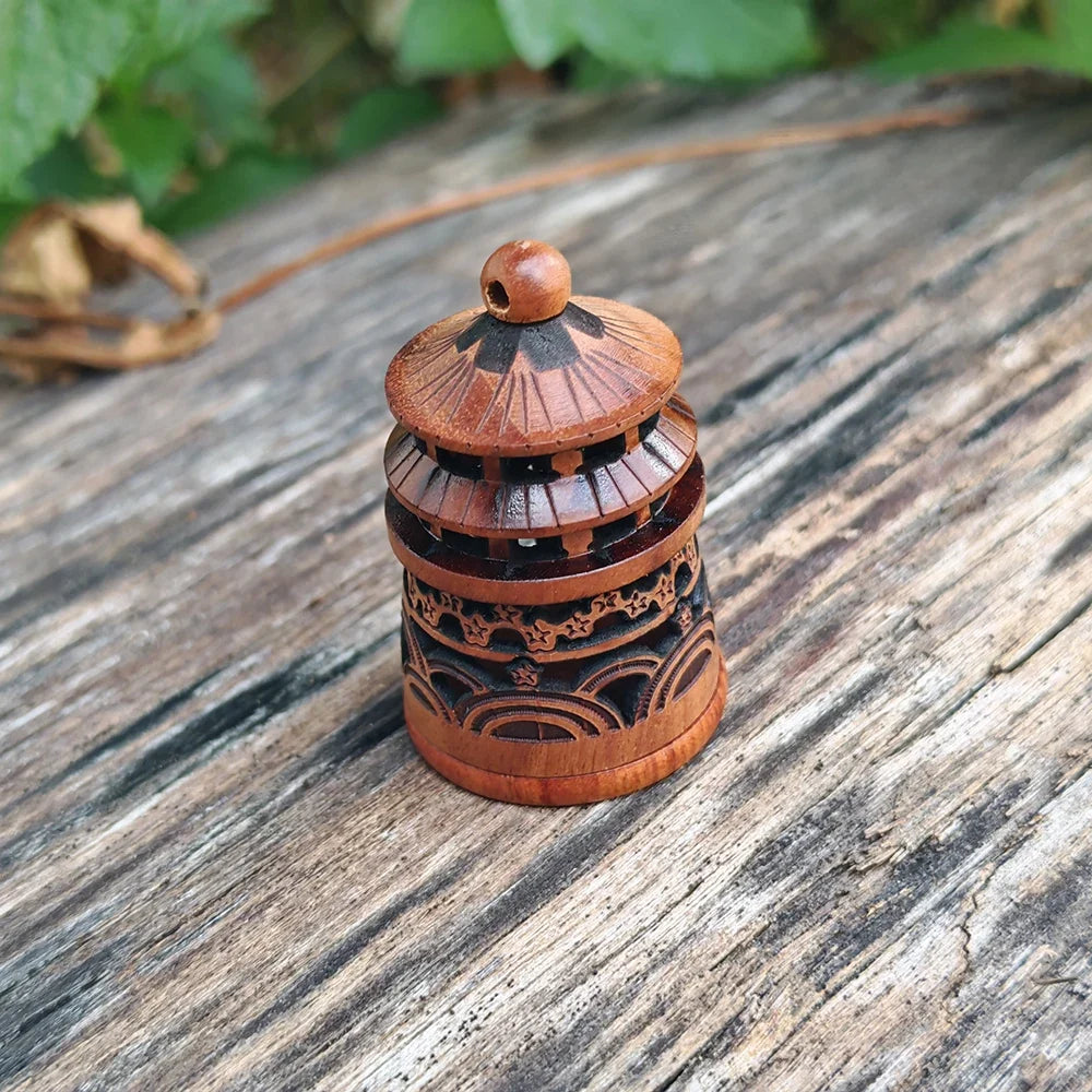 Wooden Pagoda Incense Burner — Handcrafted Zen Decor