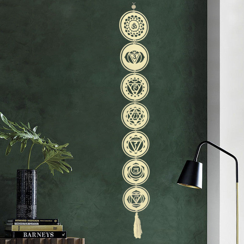 Moon Phase Meditation Wall Hanging — Boho Wood Decor