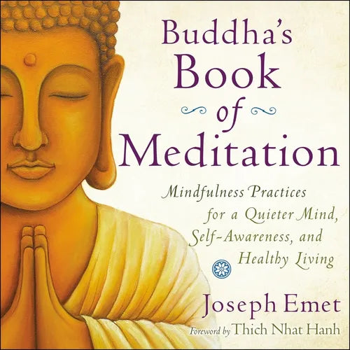 Book cover with an image of the Buddha and shades of yellow