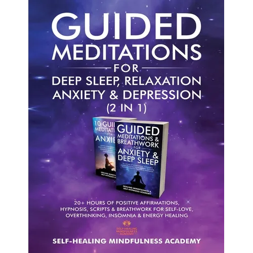 Book cover in gradient purple, white lettering, and pictures of 2 books.