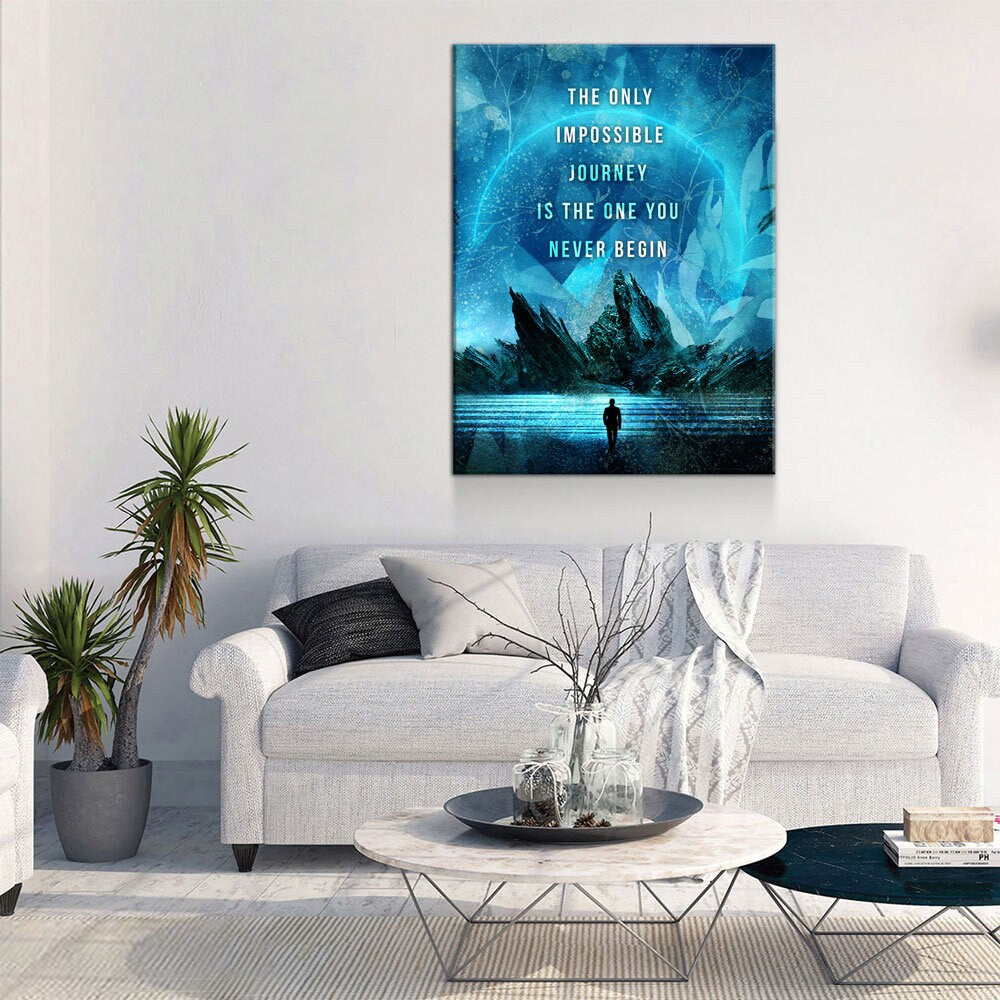 The Only Impossible Journey Canvas Wall Art, Motivational Wall Art, Inspirational Decor, Office Art