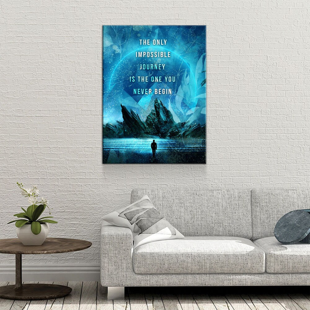 The Only Impossible Journey Canvas Wall Art, Motivational Wall Art, Inspirational Decor, Office Art