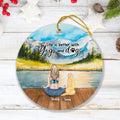 Personalized Yoga Dog Mom Ornament - Woman With Up to 4 Dogs - Life Is Better With Yoga And Dogs