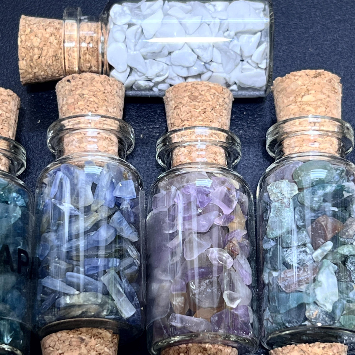 Gemstone Bottle Collection - 15-Piece Natural Rough Crystal Chips Gift Set