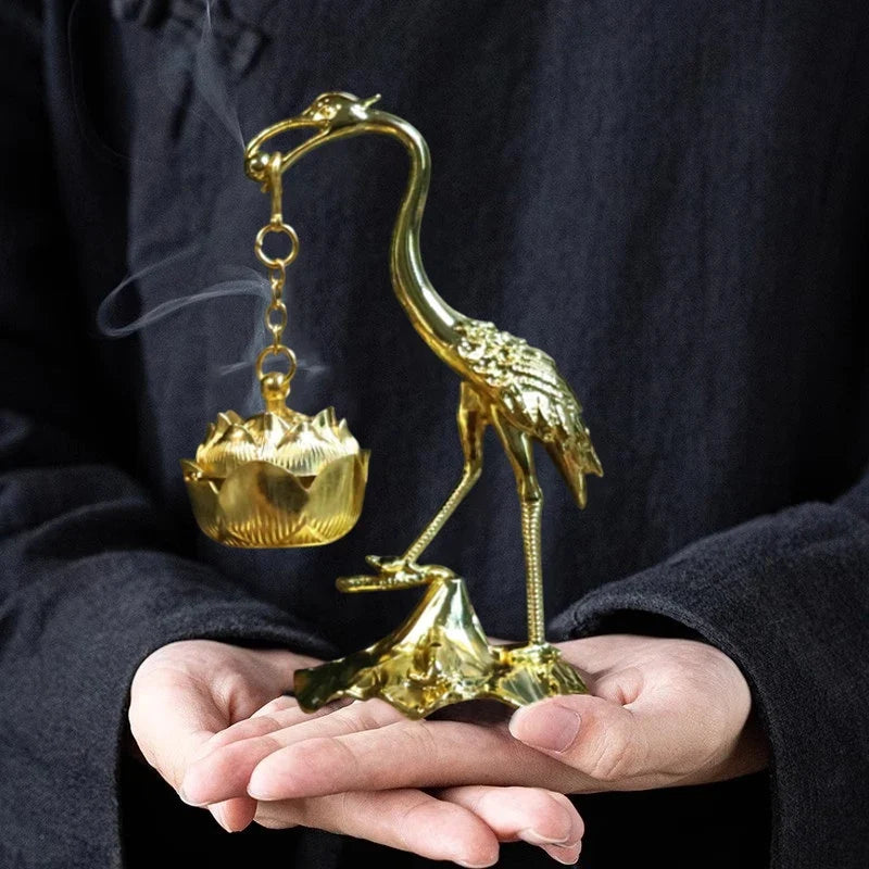 Handcrafted Crane Incense Burner — Meditation & Ritual Decor