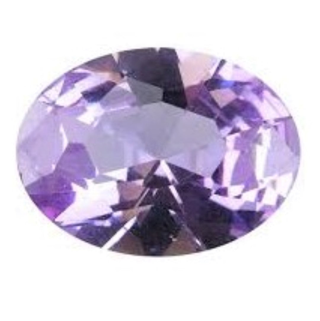Close up view of a Brazilian amethyst in an elegant oval cut 