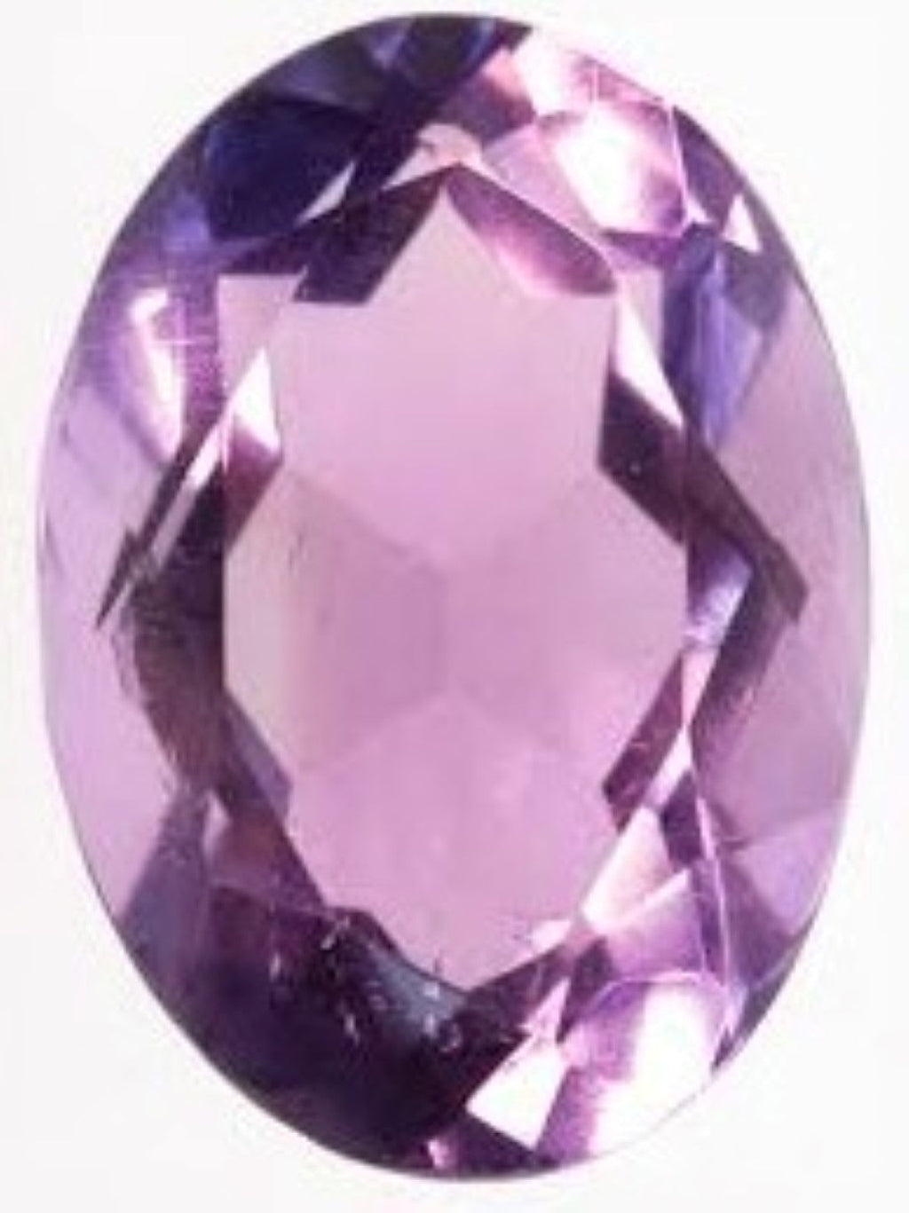 An upright view of a Brazilian amethyst in an elegant oval cut