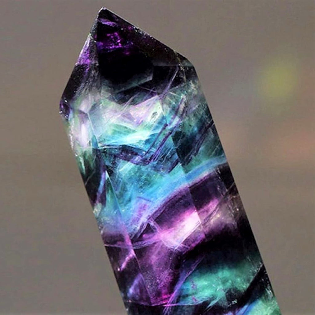 Close view of a Fluorite Crystal Obelisk.