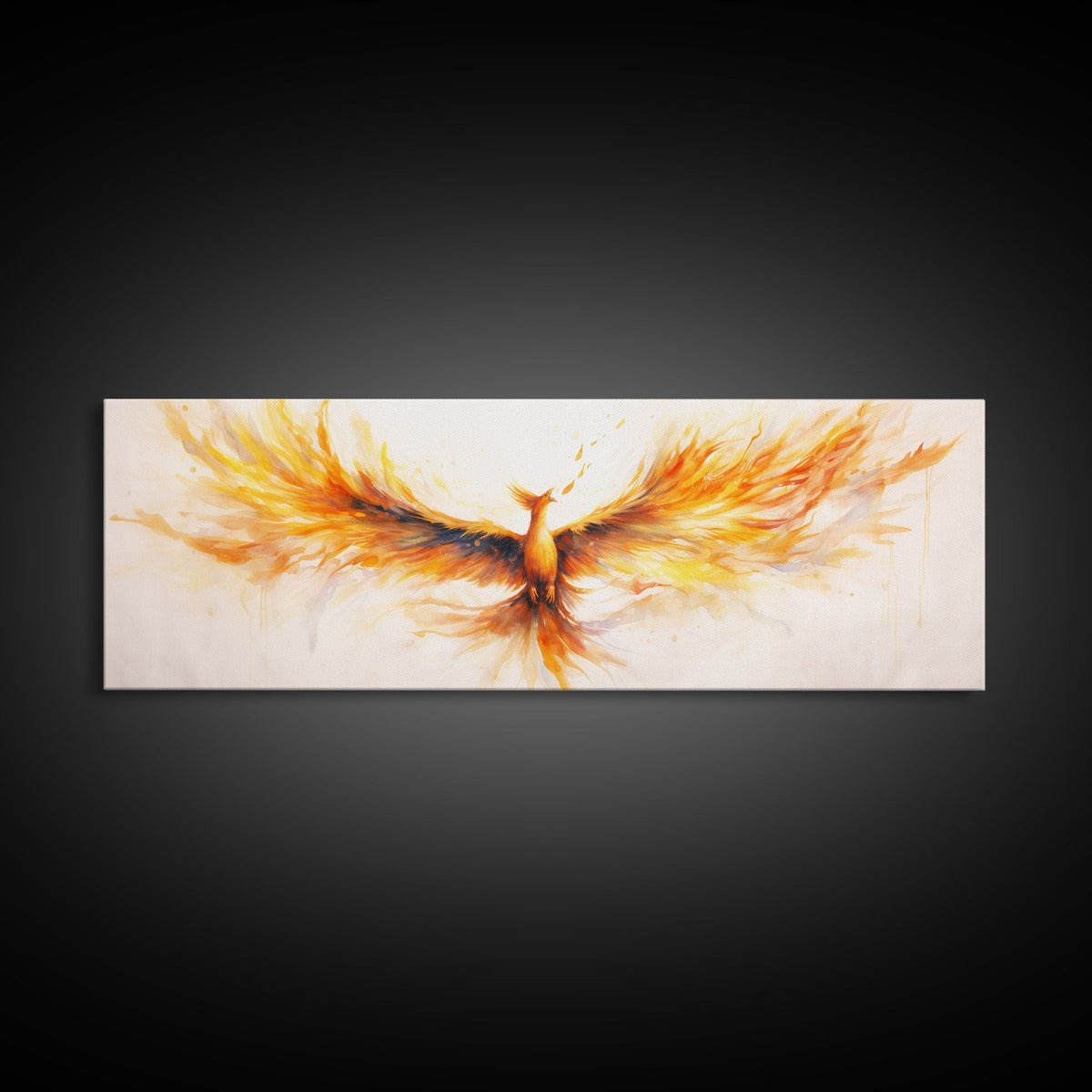Abstract painting of a phoenix on a dark background