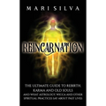 Black book cover with white lettering with a person's body in the center of the cover surrounded by yellow energy and the word Reincarnation across the center of the cover.