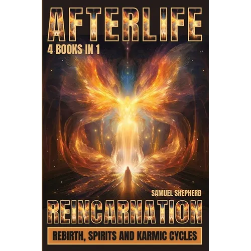 Book cover of 'Afterlife: Reincarnation' with a fiery design and text.