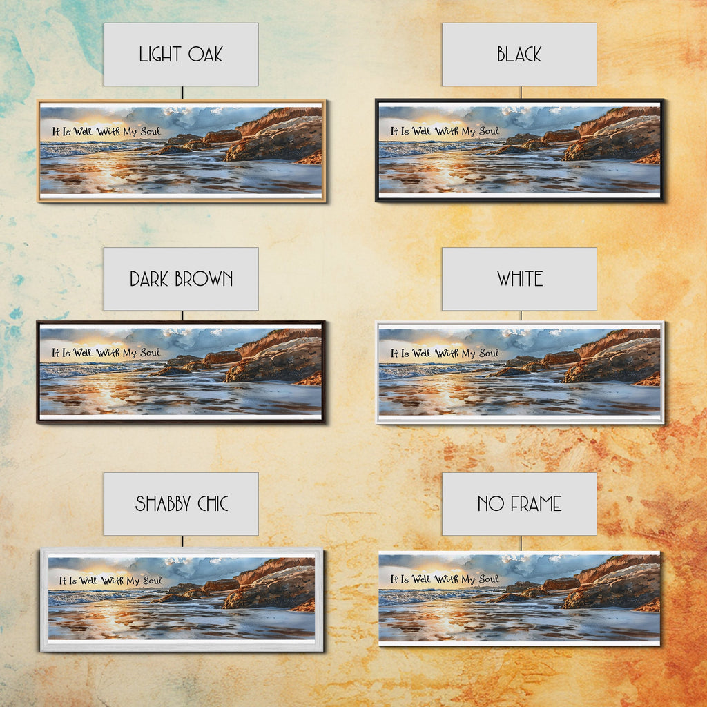 Set of framed artworks with different color options on a textured beige background