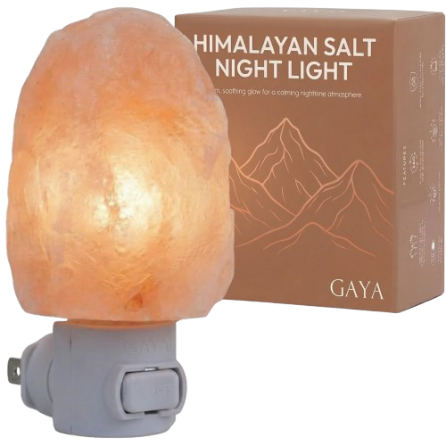 Salt lamp night light and a box it comes in.