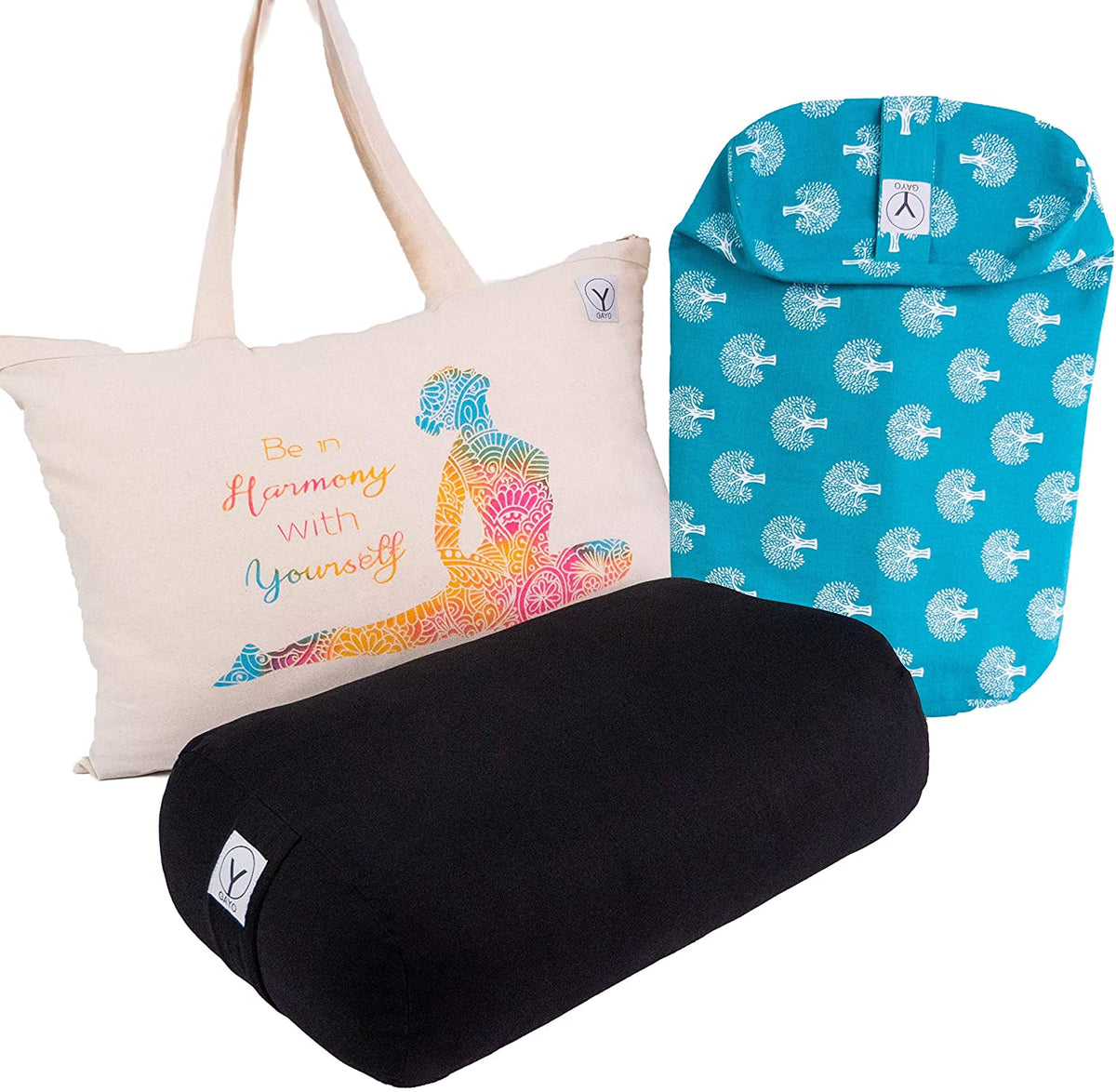 Organic Cotton Travel Size Yoga Bolster Set
