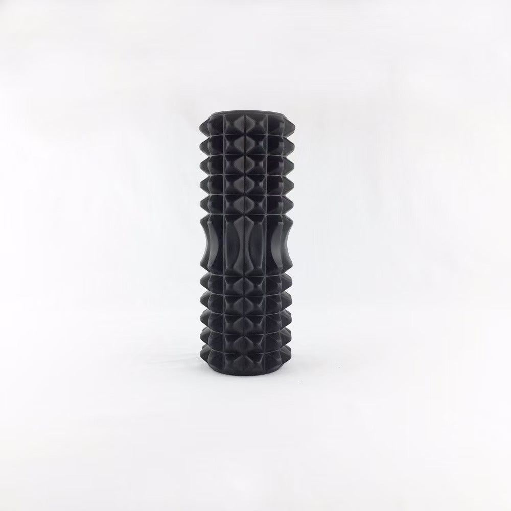 Black textured cylindrical object on a white background