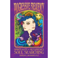 Book cover for 'Progressive Frequency: Spirituality • Metaphysics • Soul Searching' by Sheryl Rodriguez, featuring a colorful psychedelic illustration of a woman's face with blue hair, a sun, and rainbow elements on a purple background.