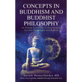 Book cover of 'Concepts in Buddhism and Buddhist Philosophy' with a statue of Buddha and cosmic background.