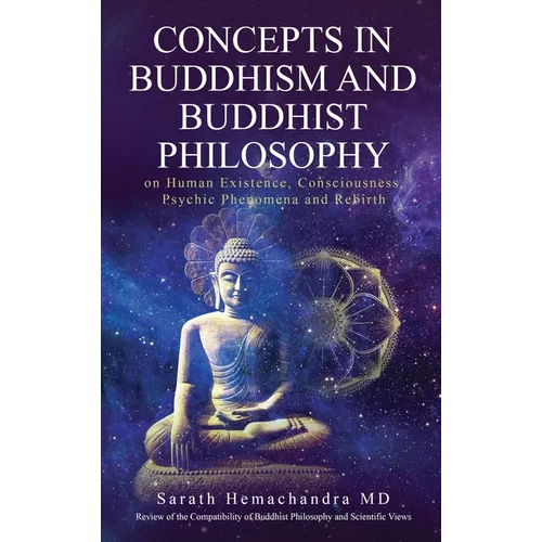 Book cover of 'Concepts in Buddhism and Buddhist Philosophy' with a statue of Buddha and cosmic background.