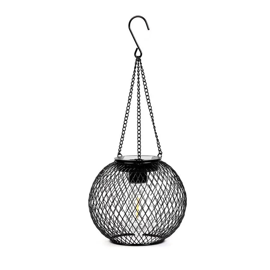 Outdoor Solar Iron Lantern Led Solar Lights Waterproof Decorative Hanging Lights for Tree Garden Yard