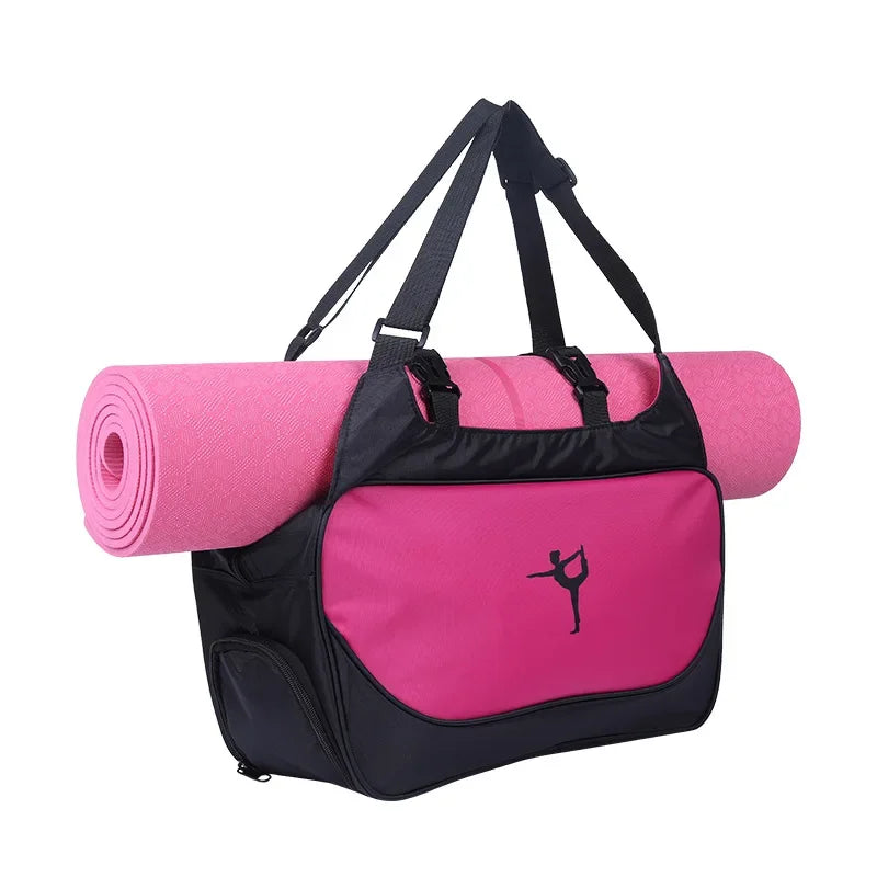 Pink Waterproof Adjustable Gym Bag with Yoga Mat Carrier.