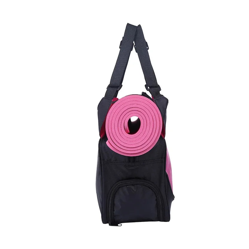 End view of a Waterproof Adjustable Gym Bag with Yoga Mat.