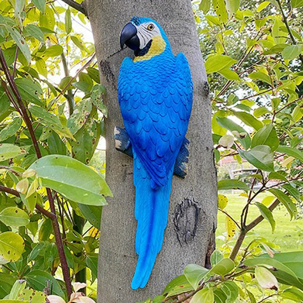 1pc Wall Mounted Parrot Statue, Simulation Outdoor Garden Resin Crafts, Landscaping