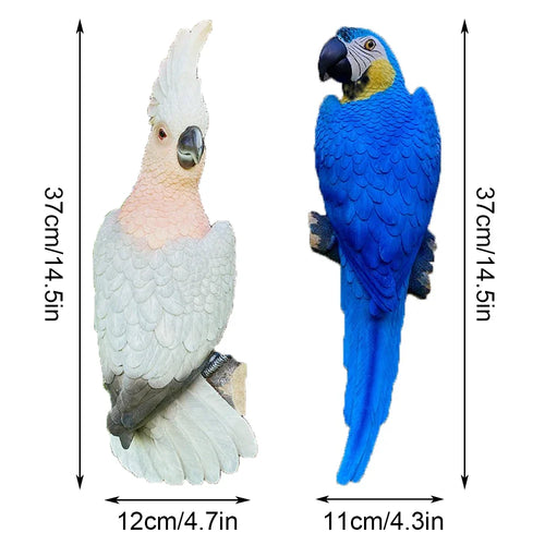 1pc Wall Mounted Parrot Statue, Simulation Outdoor Garden Resin Crafts, Landscaping