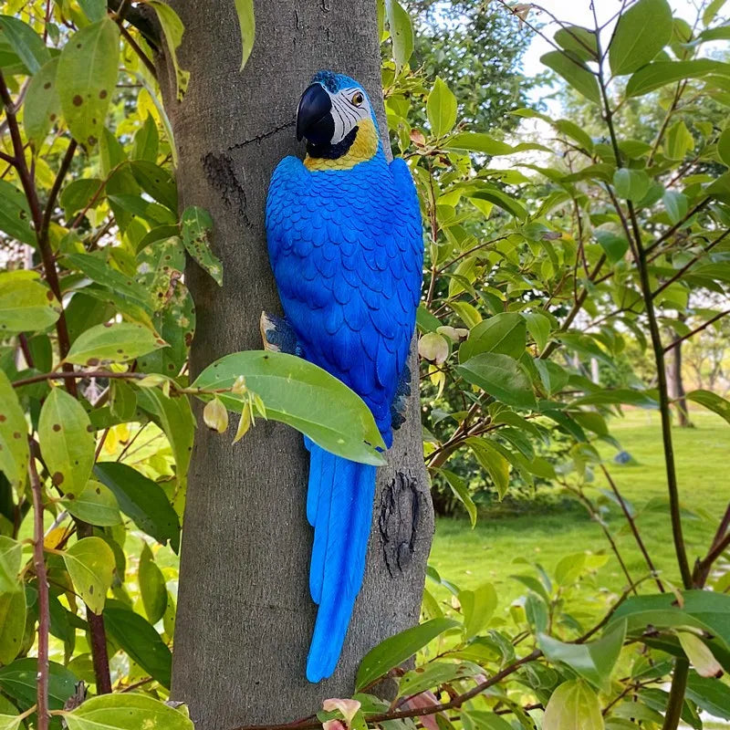 1pc Wall Mounted Parrot Statue, Simulation Outdoor Garden Resin Crafts, Landscaping