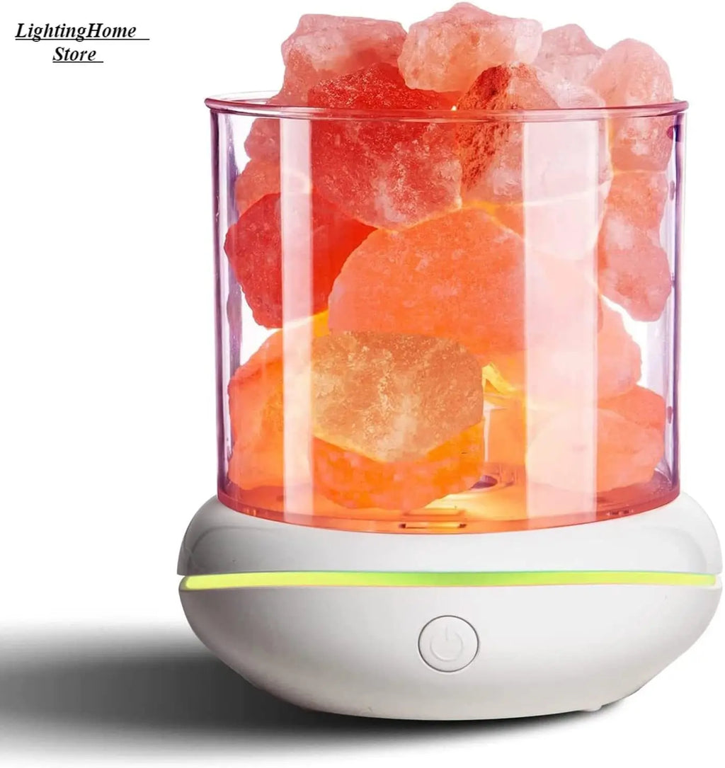 Natural Himalayan Salt Lamp on a white background