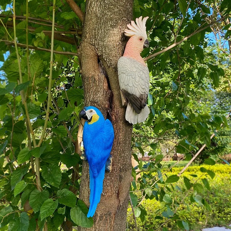 1pc Wall Mounted Parrot Statue, Simulation Outdoor Garden Resin Crafts, Landscaping