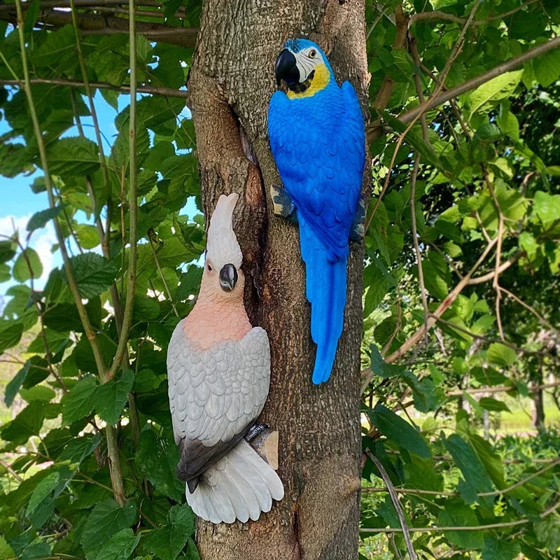 1pc Wall Mounted Parrot Statue, Simulation Outdoor Garden Resin Crafts, Landscaping