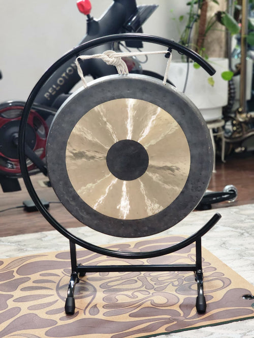 18" Traditional Bronze Gong with Metal C Stand for Sound Healing & Meditation