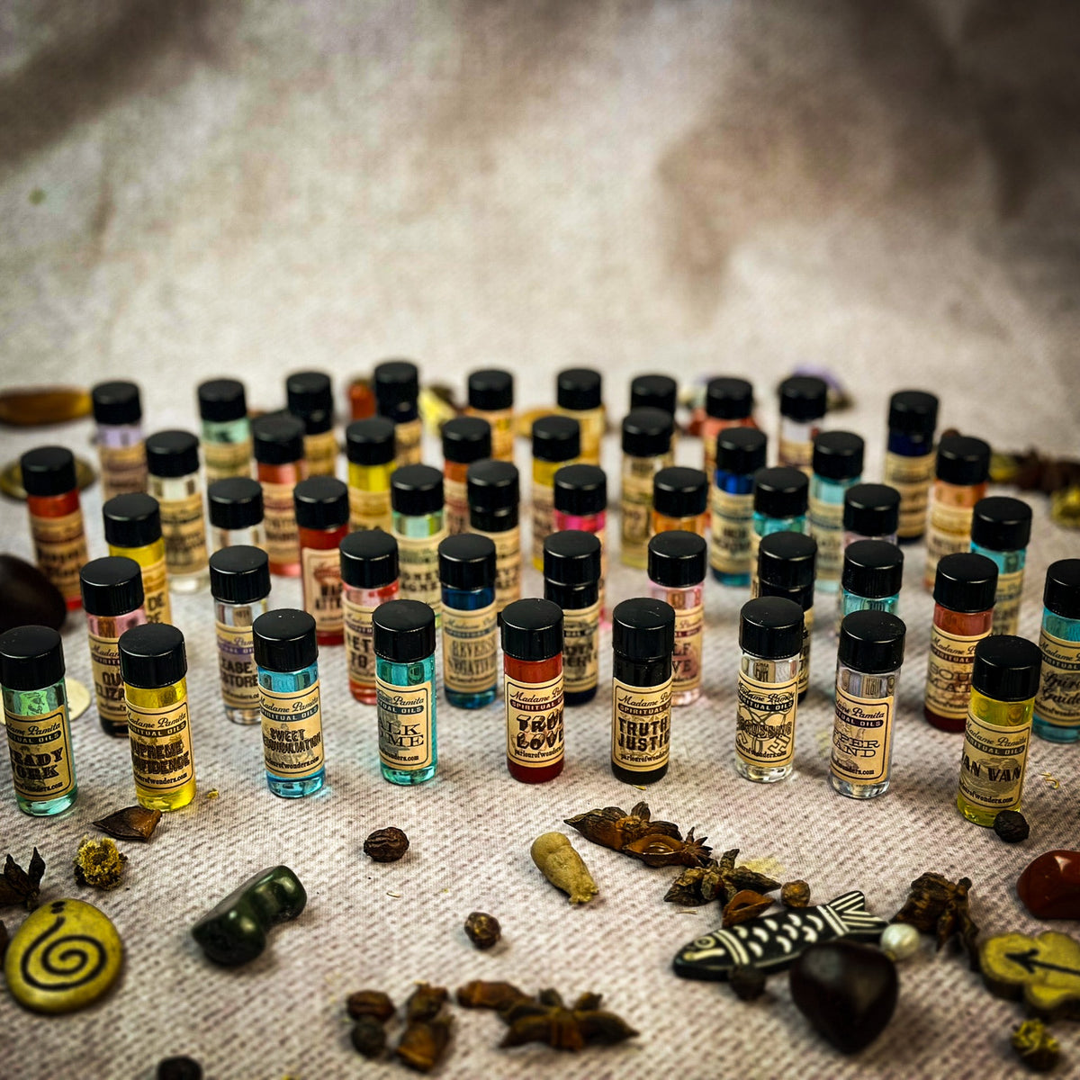 A picture of several bottles of essential oils.