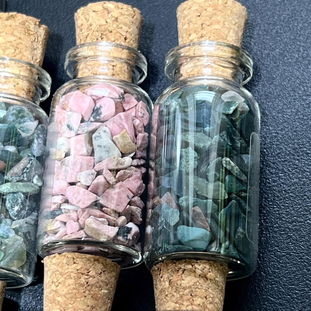 Gemstone Bottle Collection - 15-Piece Natural Rough Crystal Chips Gift Set