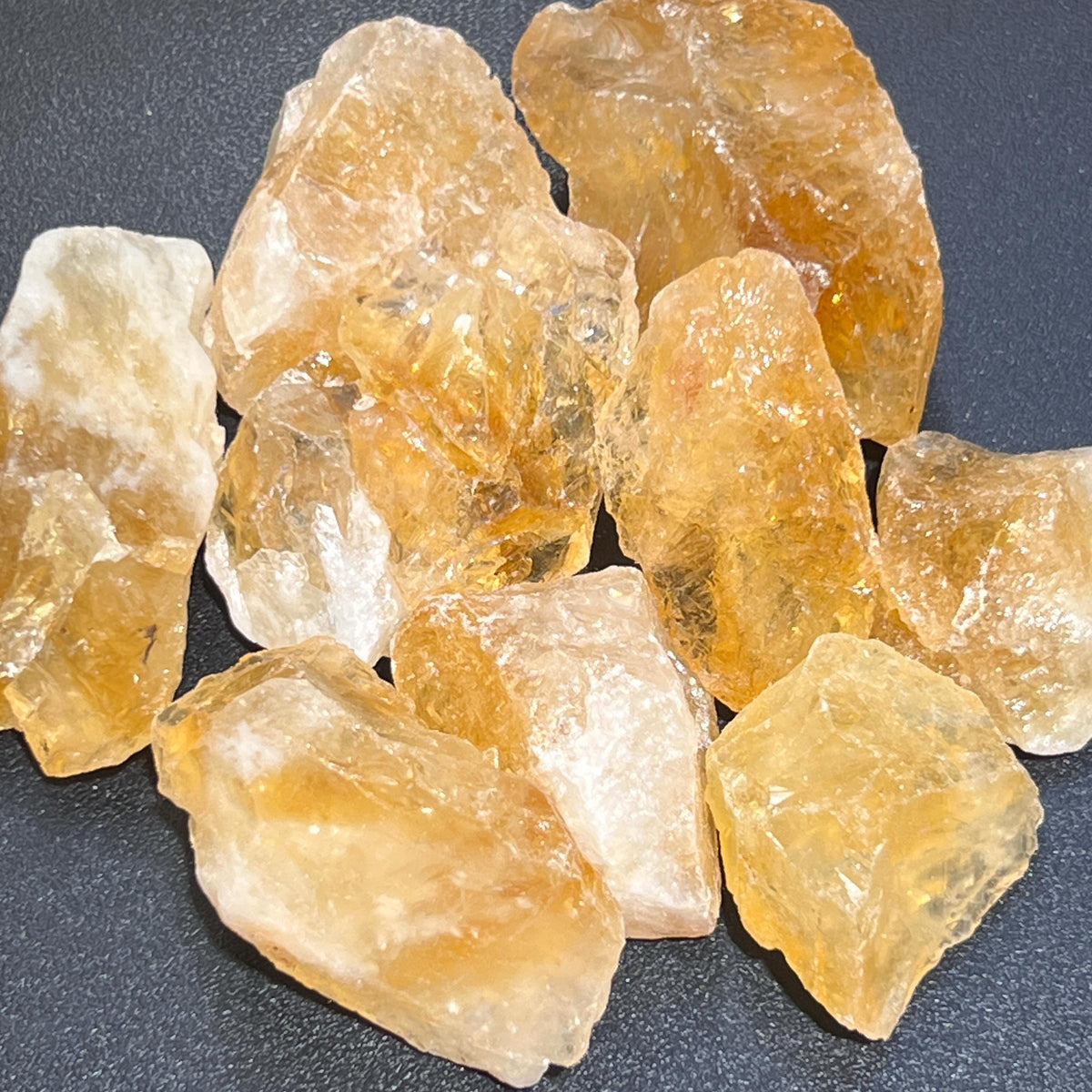Large rough citrine crystal stones with natural golden color variations