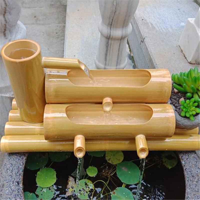 Handcrafted Bamboo Water Spout - closer view.