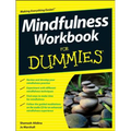 Front cover of the book 'Mindfulness Workbook For Dummies' by Shamash Alidina and Jo Marshall, featuring a bright yellow border, a large black title panel with white and yellow text, and a photo of stacked stones on the lower right.