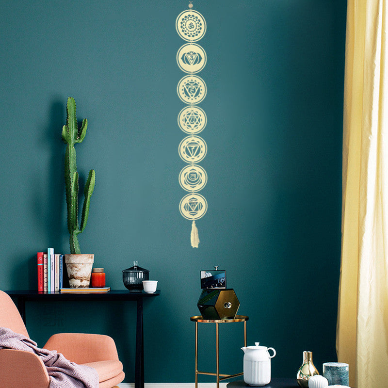 Moon Phase Meditation Wall Hanging — Boho Wood Decor