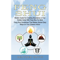 Book cover for 'Feng Shui' by Heather Davis, featuring a light blue sky background with a central meditating figure and circular icons representing chakras, fire, tree, mountain, water, and shield.