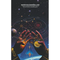 Poster with hands reaching towards a cosmic diagram against a starry night sky.