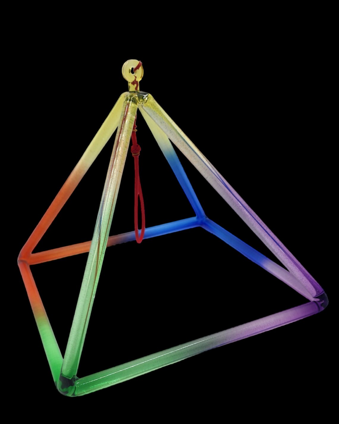 10" Rainbow Quartz Crystal Singing Pyramid Sound Healing Musical Instrument