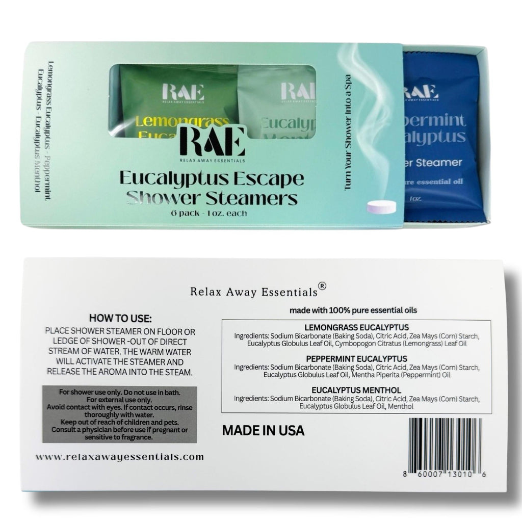 RAE Eucalyptus Escape Shower Steamers packaging on a white background