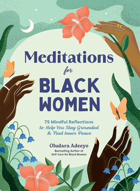 A green book cover with flowers and hands around the title of the book.