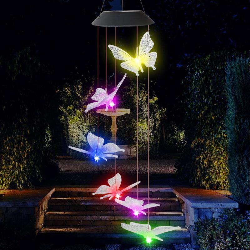 Solar Butterfly LED Wind Chime Lamp