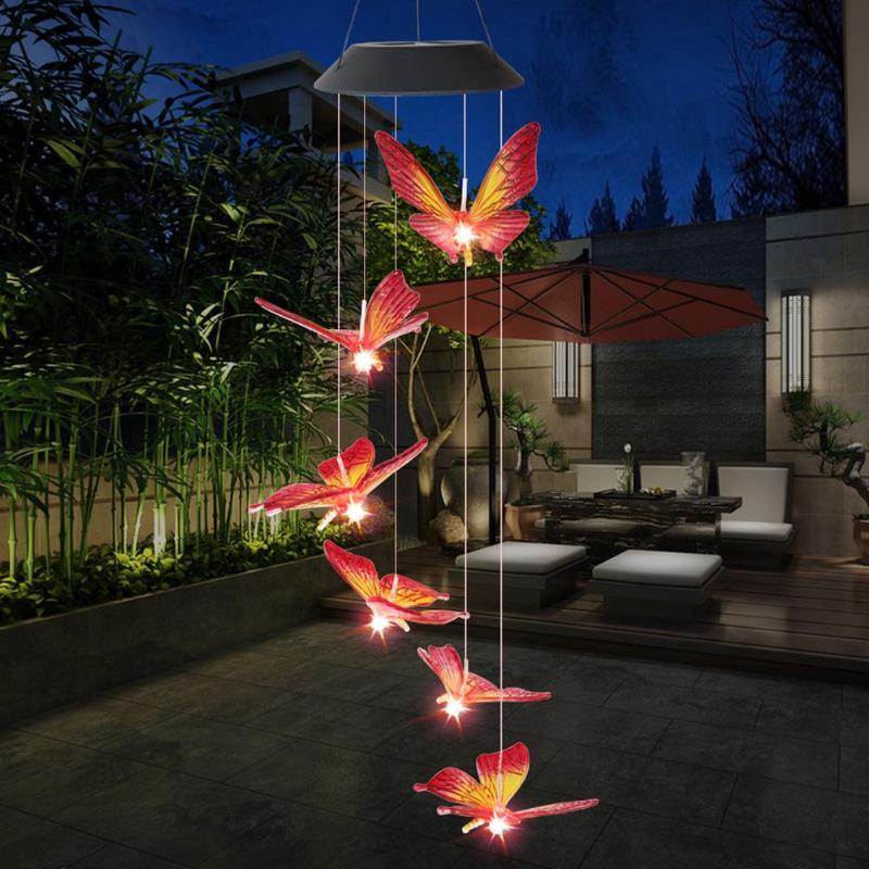 Solar Butterfly LED Wind Chime Lamp