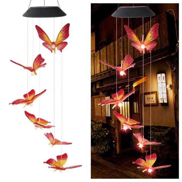 Solar Butterfly LED Wind Chime Lamp